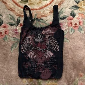 Sinful corset-style lace-up back tank top Y2K XS